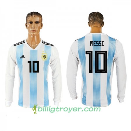 Billige Fotballdrakter Argentina Messi 10 VM 2018 Hjemmedraktsett Langermet